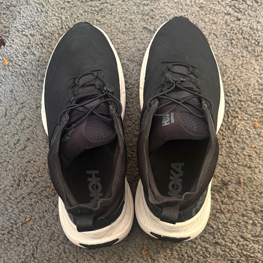 Hoka Men's Black Athletic Shoes with White Soles